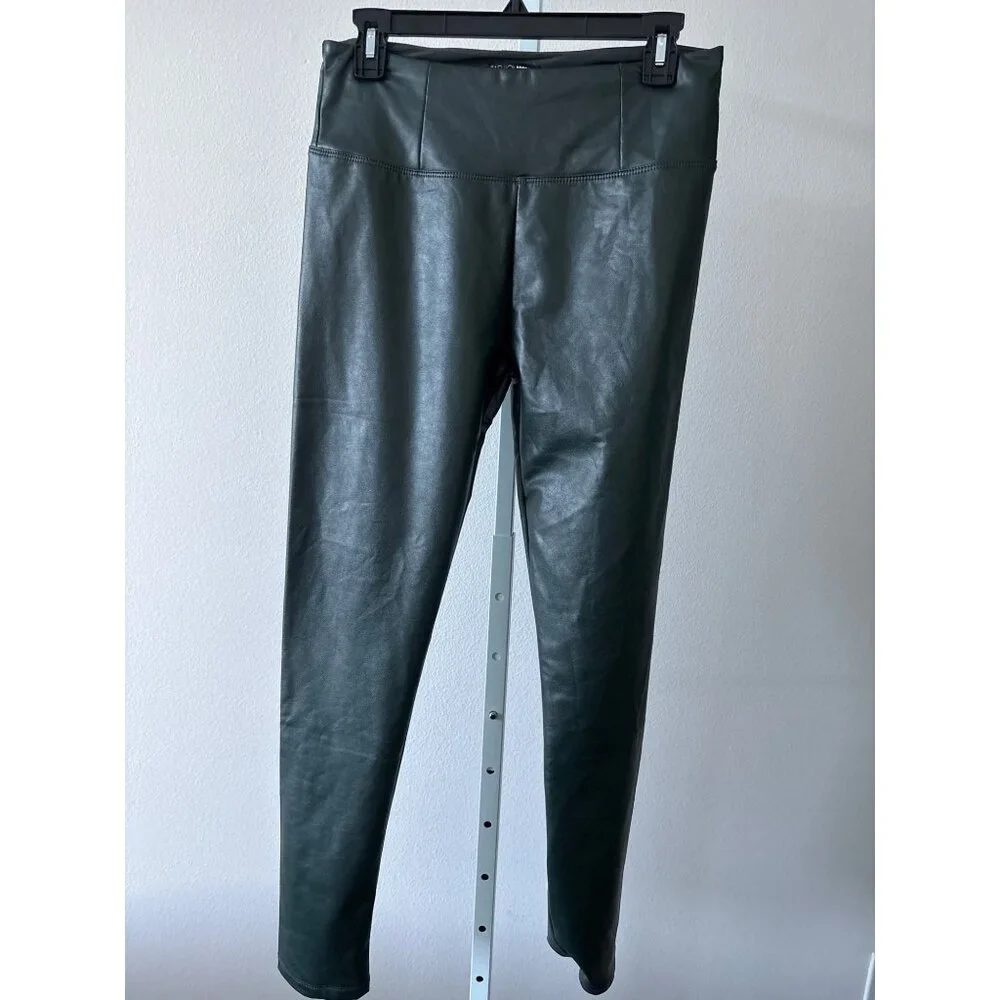 Faux Leather Leggings Bundle Sz L Black & Green Edgy Streetwear High Waist Pants - Picture 2 of 16